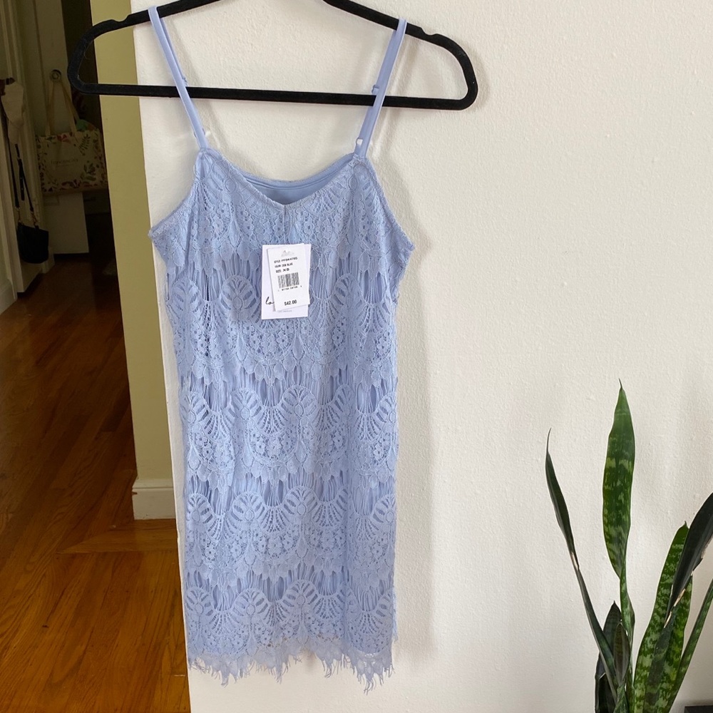 NWT Love Fire Light Blue Lace Dress